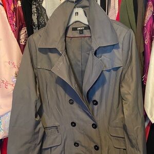 Donna Karan Women's Gray Double-Breasted Trench Coat